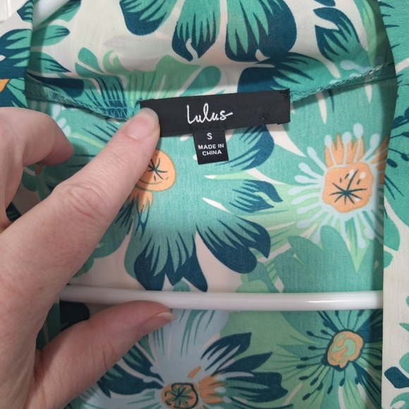 Lulu's Green Floral Kimono Robe Duster Coverup, Sz S - Picture 4 of 7